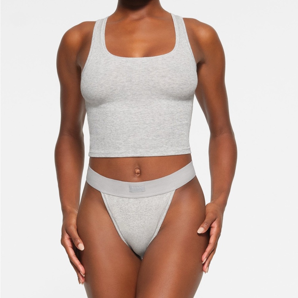 SKIMS COTTON RIB TANK | LIGHT HEATHER GREY